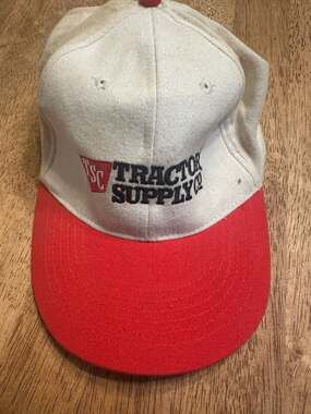 Vintage Tractor Supply Co. TSC Logo Two-Tone Tan and Red Adjustable Baseball Hat